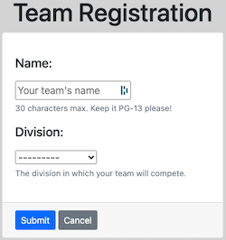 Team Registration Form